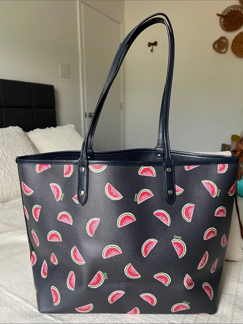 Coach Metro Navy Watermelon Print Tote, Reversible